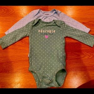 Carter’s 2pk Long Sleeve Onesies Adorable 0-3m